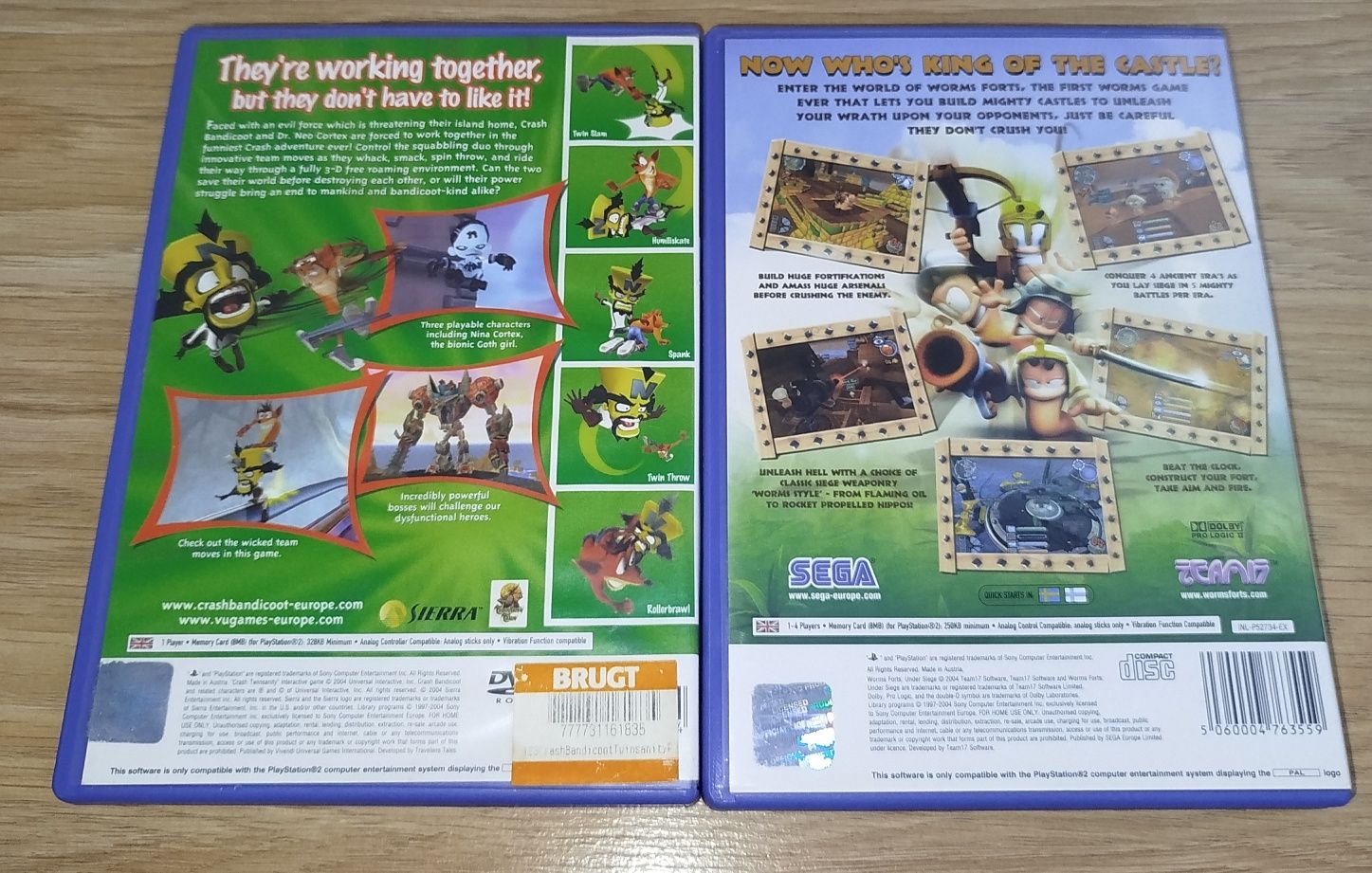 Crash Twinsanity+ Worms Forts under siege PS2 Komplety manual