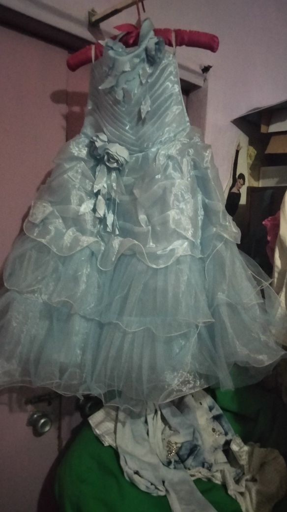 Плаття дитяче весільне блакитне довжина 96