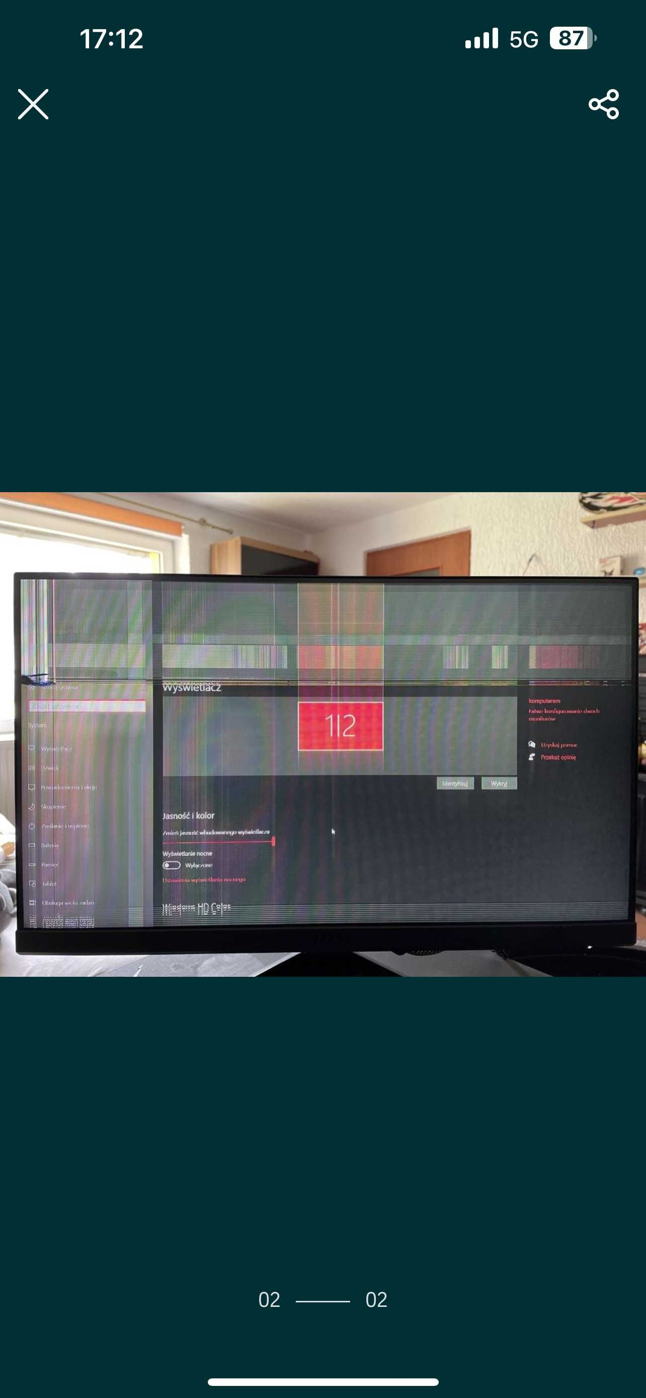 Monitor MSI Optix G241 144hz - uszkodzona matryca