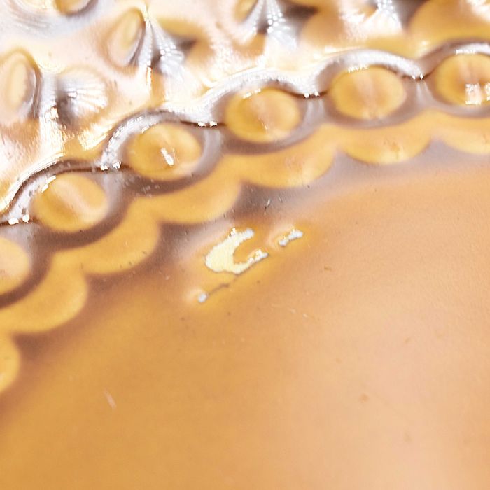 Talerz vintage Chodzież ceramika PRL aztecki podstawka ozdobna brązowa