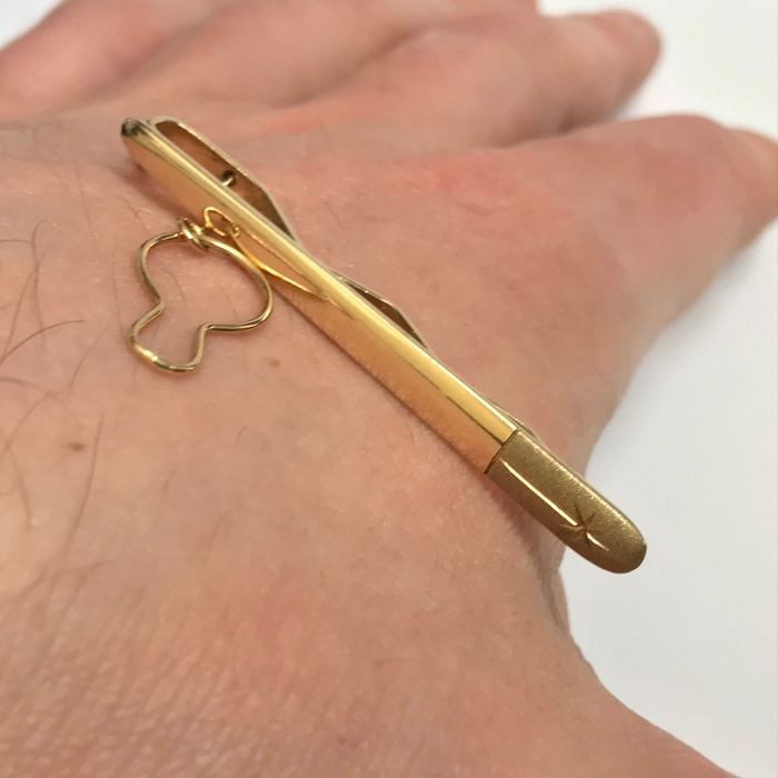 Złota SPINKA do krawata 14K cudowna GUSTOWNA 53mm