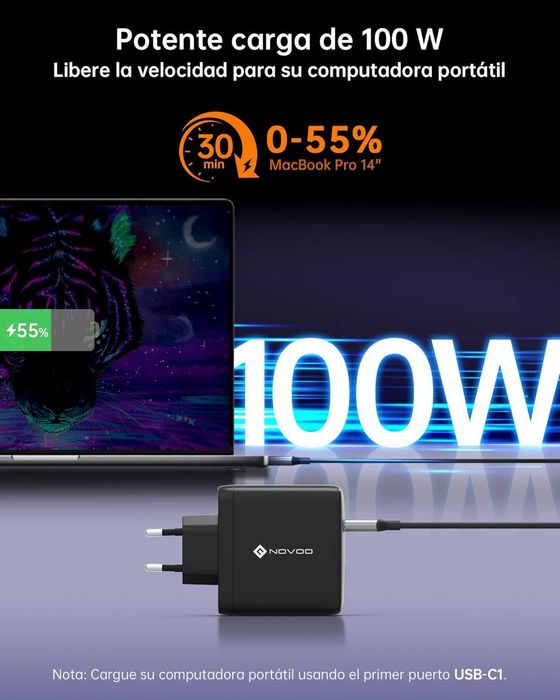 NOVOO RG120 USB C Ładowarka GaN 120W PD3.0 PPS Szybka