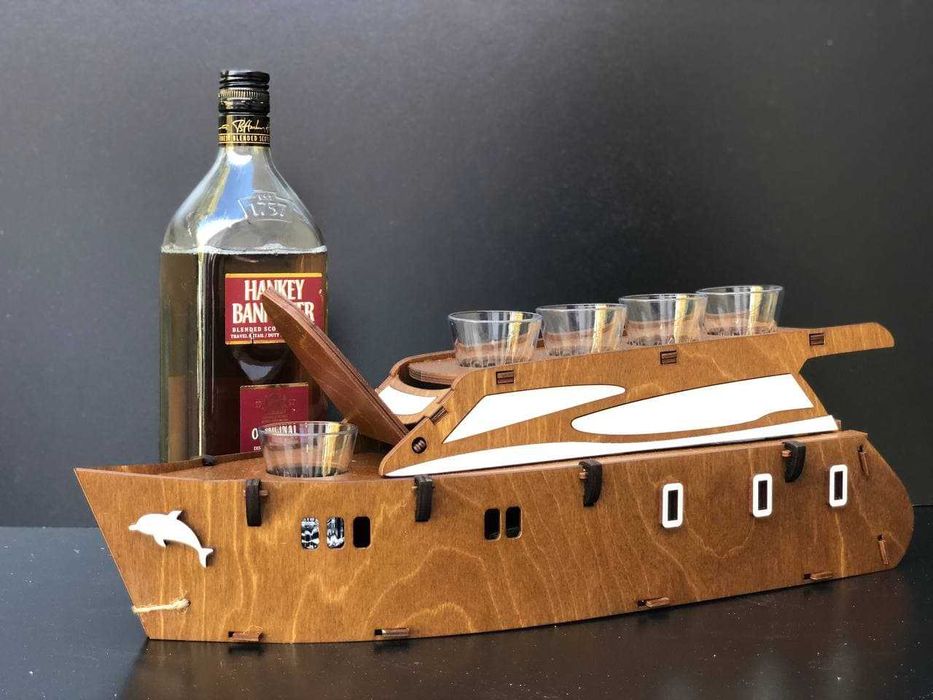 Мини бар "Яхта" подарок для моряка, капитана, подставка под алкоголь