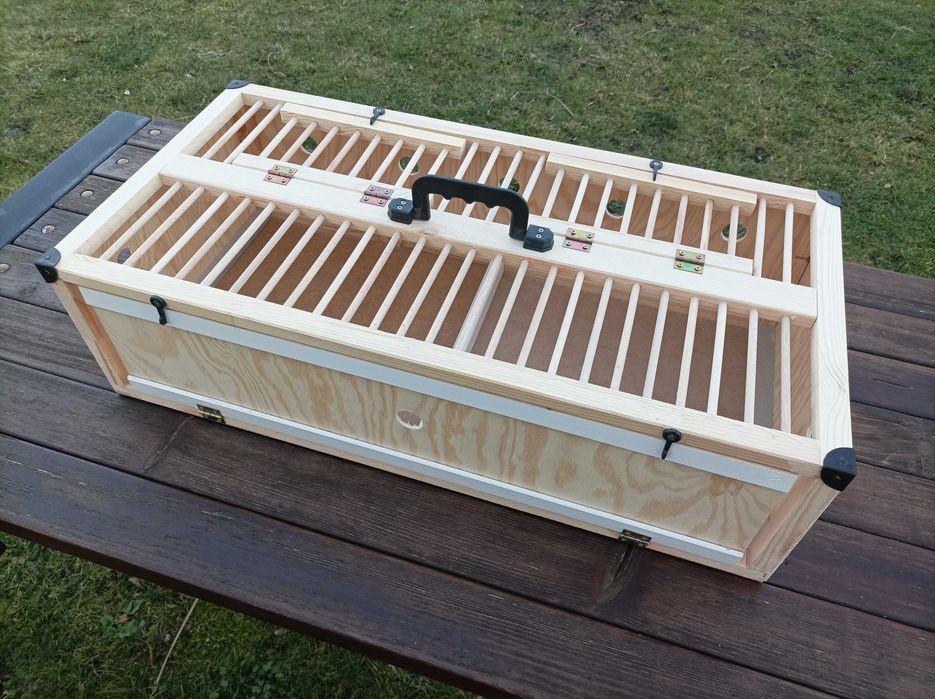 Kosz transportowy dla gołębi duży drewniany dzielony 80x40x23