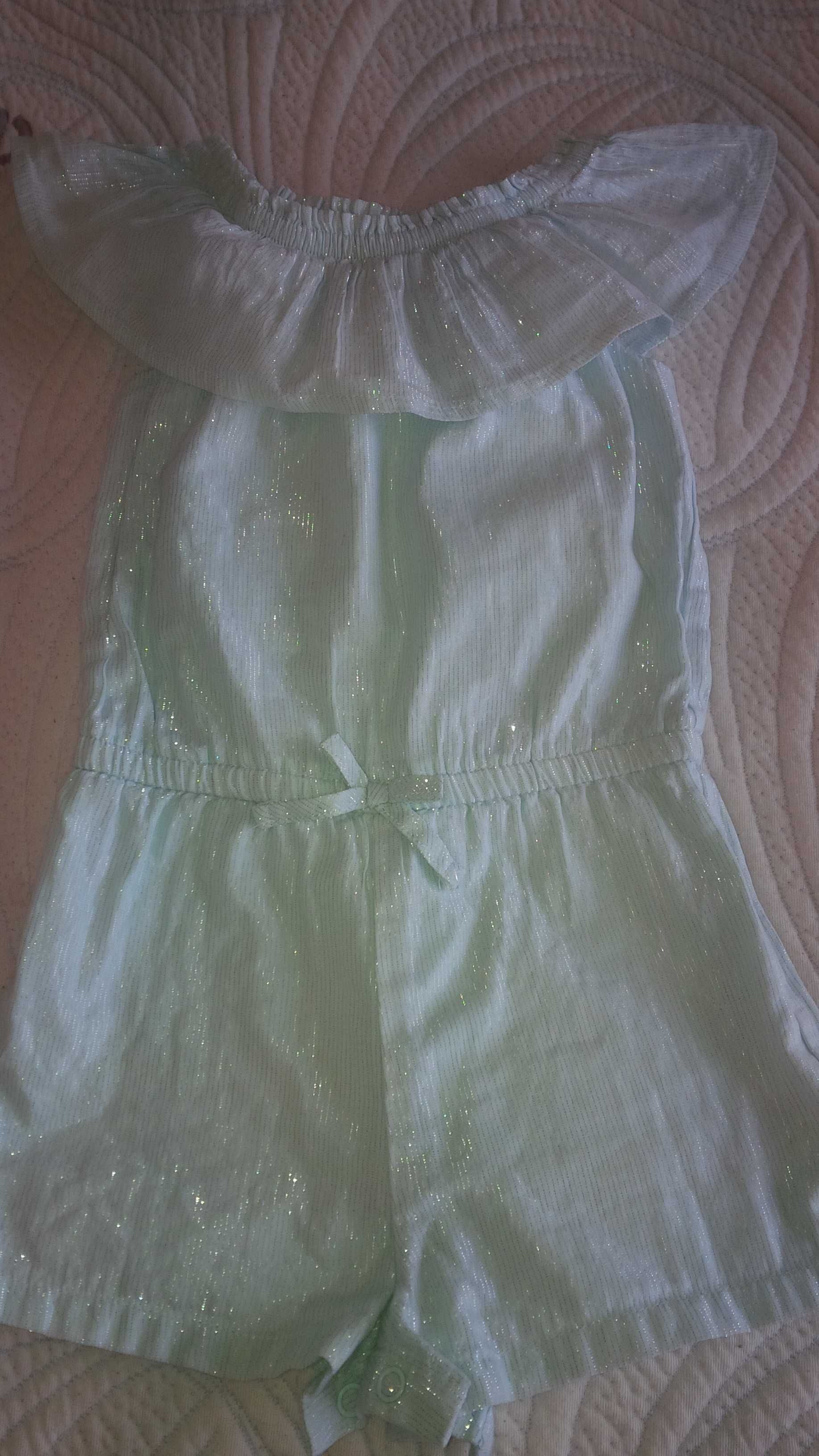 Jednoczęściowe eleganckie spodenki bluzka  lato dziewczynka R. 92-98