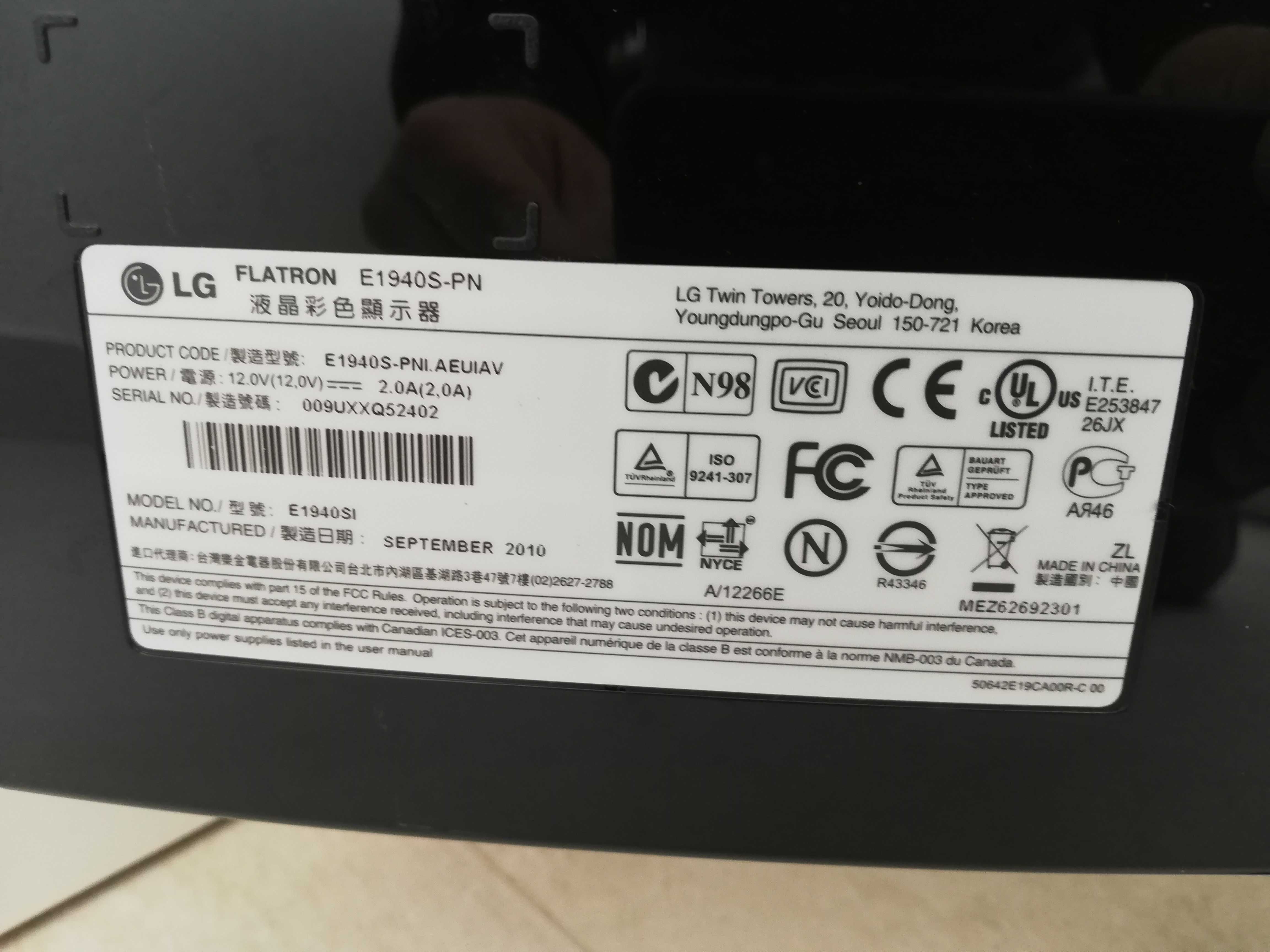 Vendo monitor LG E1940S-PN usado