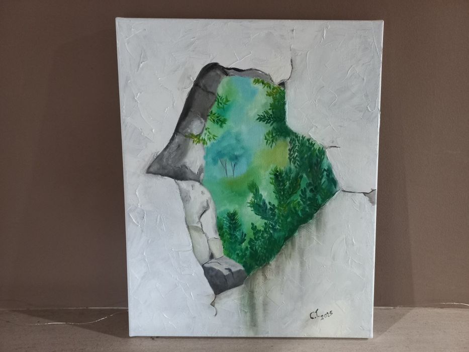 Quadro Pintura a óleo simulando a figura de um buraco