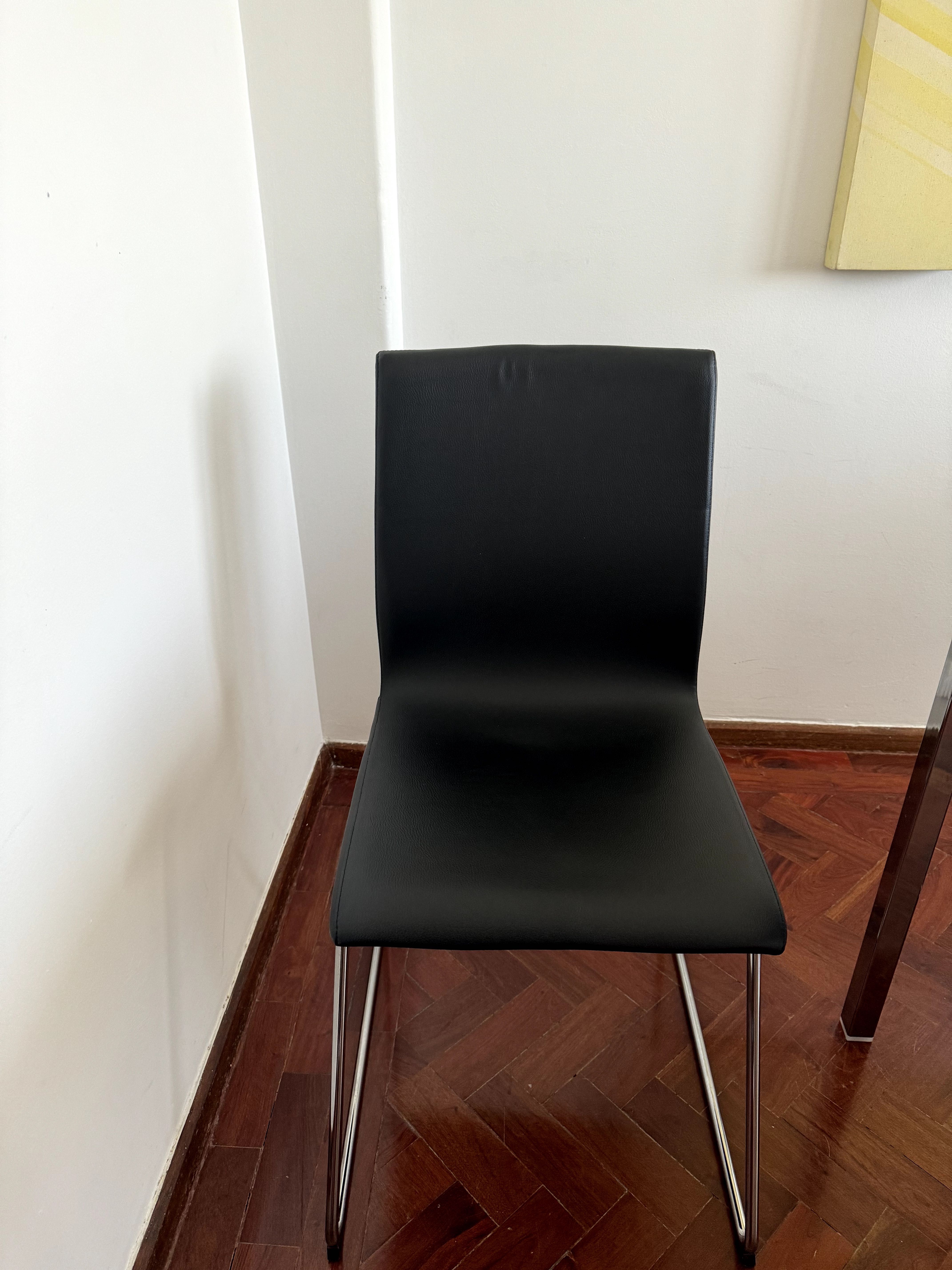 Mesa de Jantar, cromado/branco cerâmica c/4 cadeiras