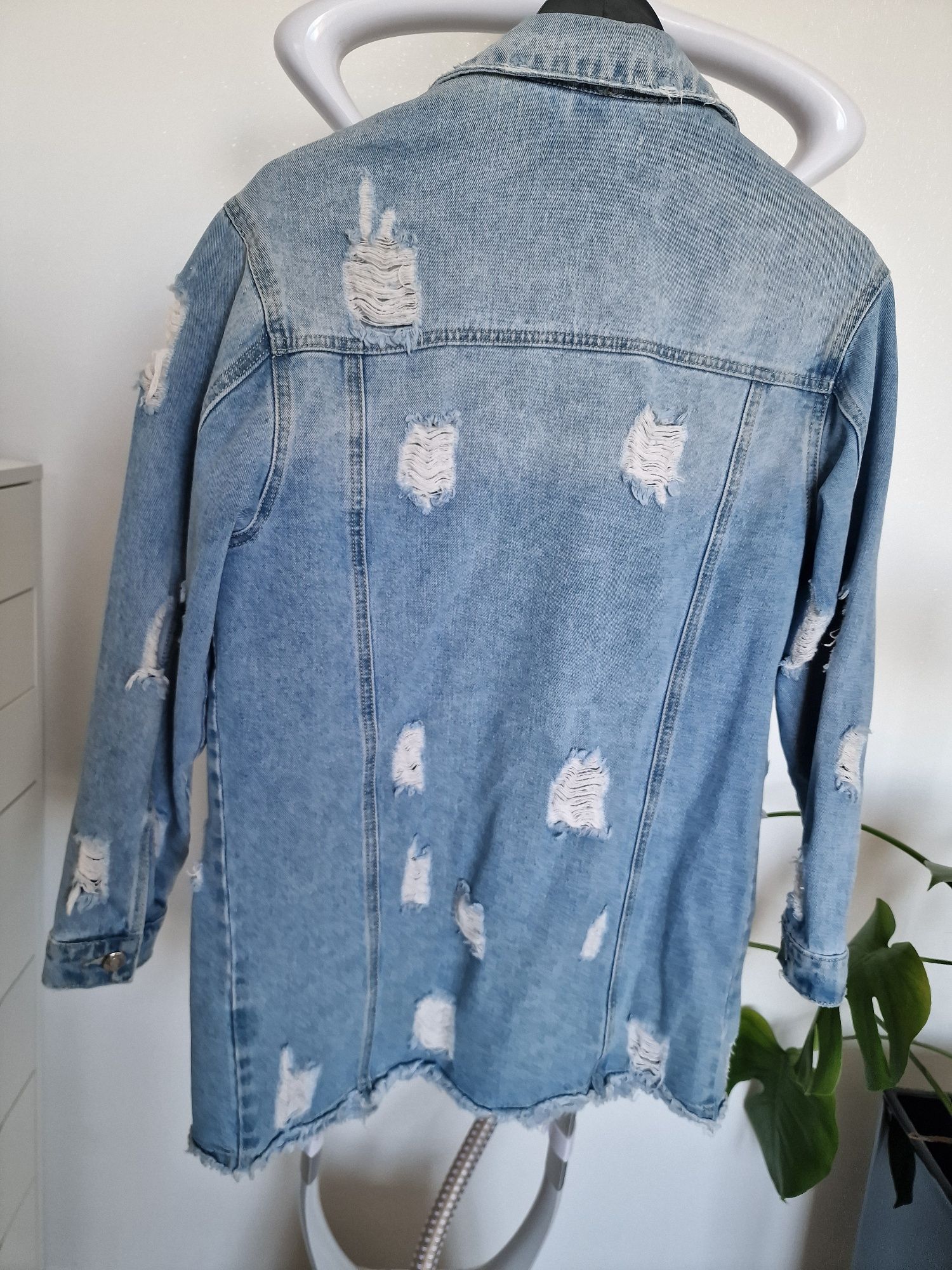 Kurtka bluza jeansowa jasna przetarcia