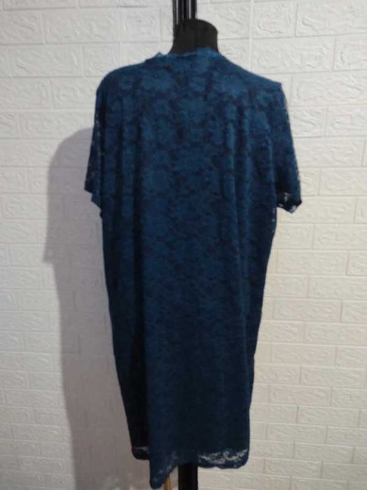 Sukienka granatowa koronka elastyczna wieczorowa koktajlowa rozmiar 50