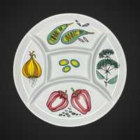 Kabaret ceramika motyw warzywny ręcznie malowany B41415(4)