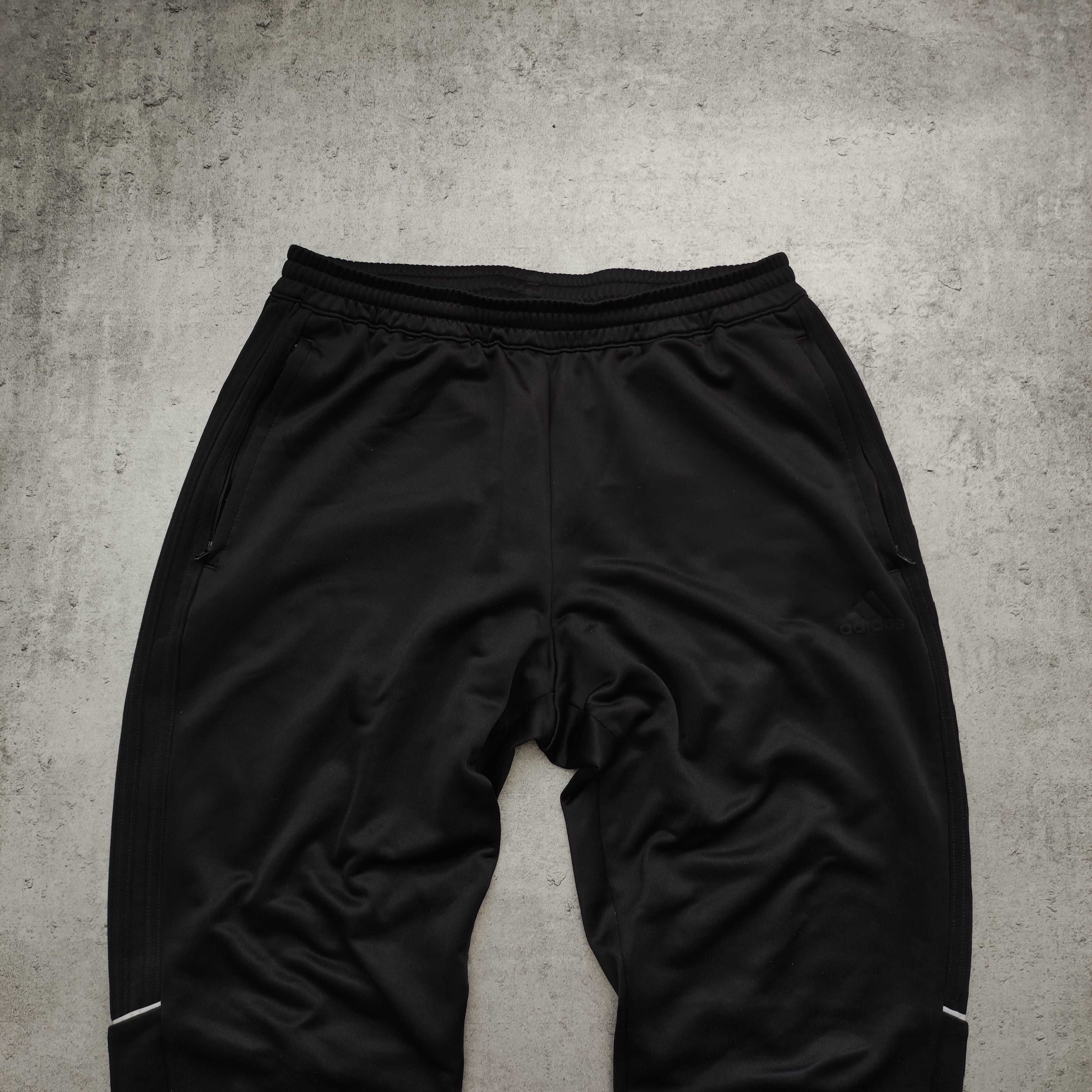 MĘSKIE Dresy Sportowe Spodnie Czarne ClimaCool Adidas Logo Joggery GYM