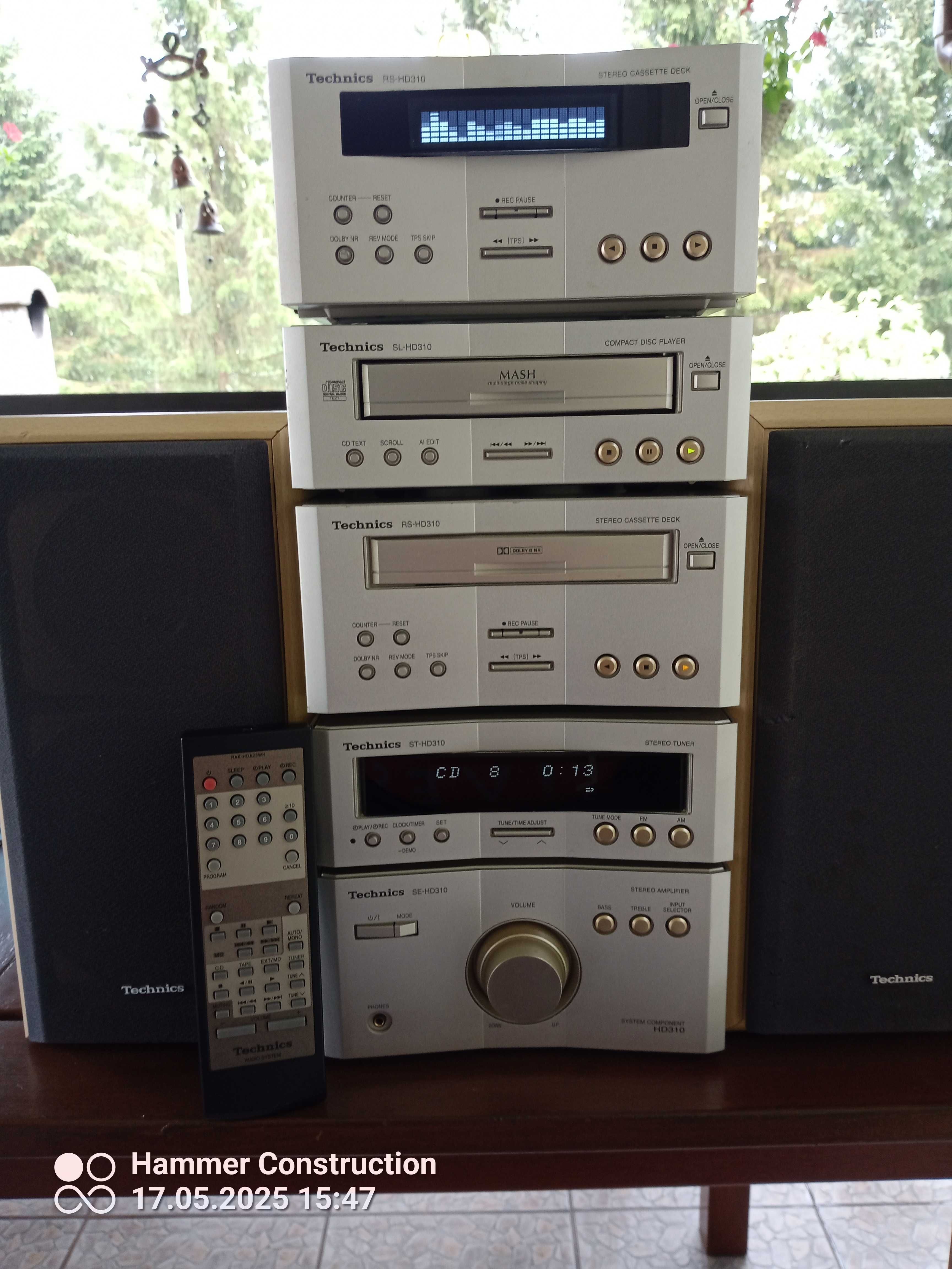 Mega Unikat Wieża Technics HD 310 Pasmo Widma kolumny + oryg. pilot