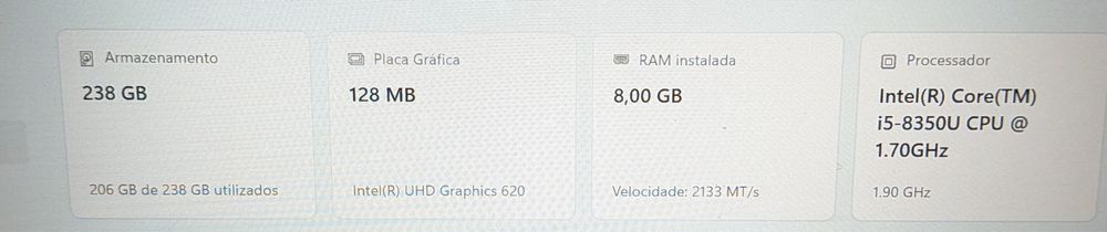 Pc HP intel core i5 8a geraçao