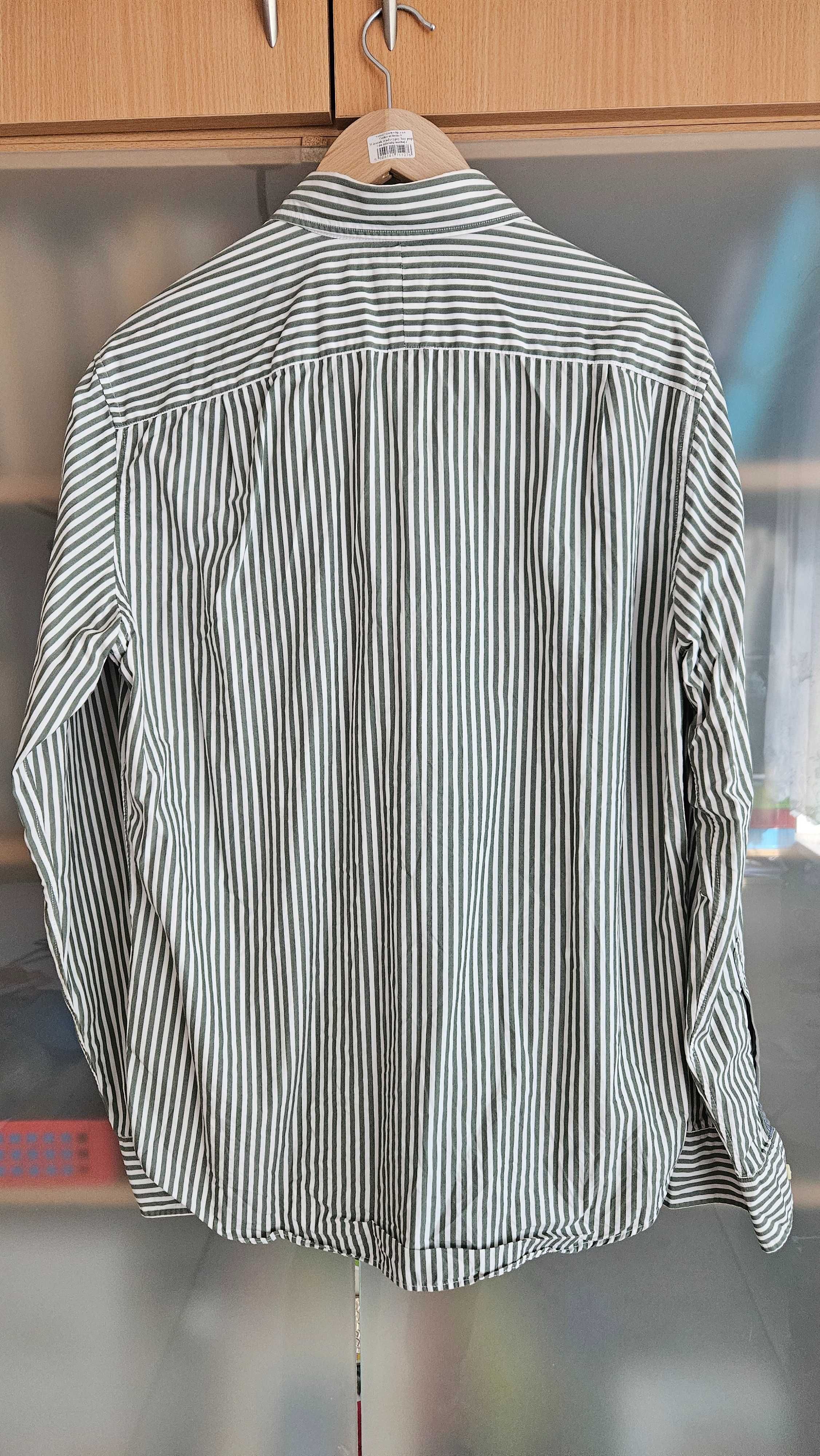 Koszula J.Crew button down biało-zielone paski M regular