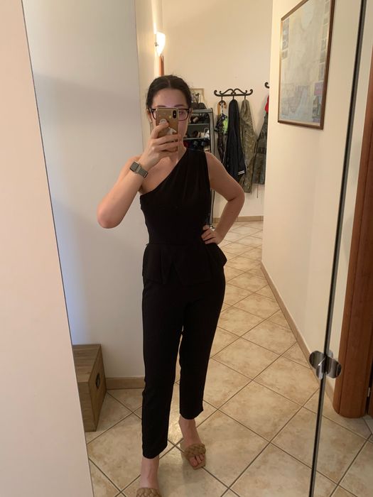 Zara kombinezon r.S czarny asymetryczny na jedno ramie