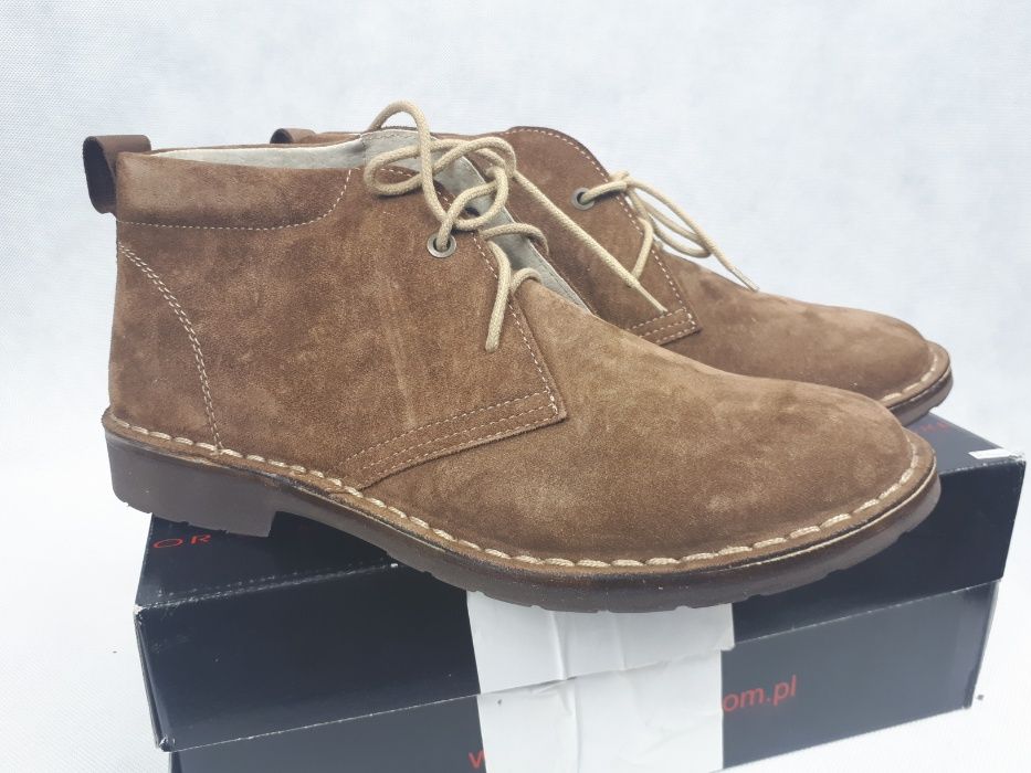 Nowe trzewiki męskie GREGOR zamszowe brąz 44 skóra botki