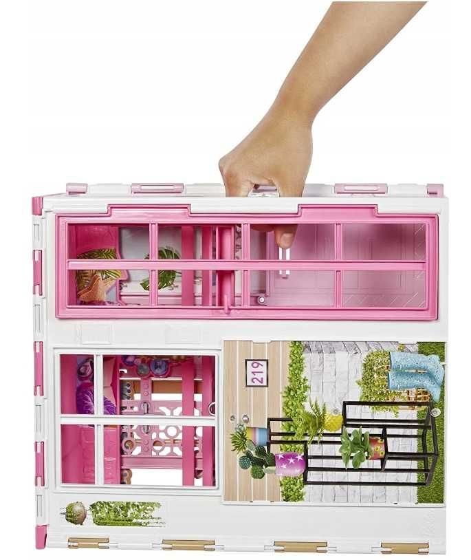 Barbie Domek Dla Lalek kompaktowy domek rozkładany + Lalka Barbie