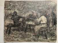 8.Графика Застолье с бандуристом Художник В.М.Шаталов (1917 -2002 США)