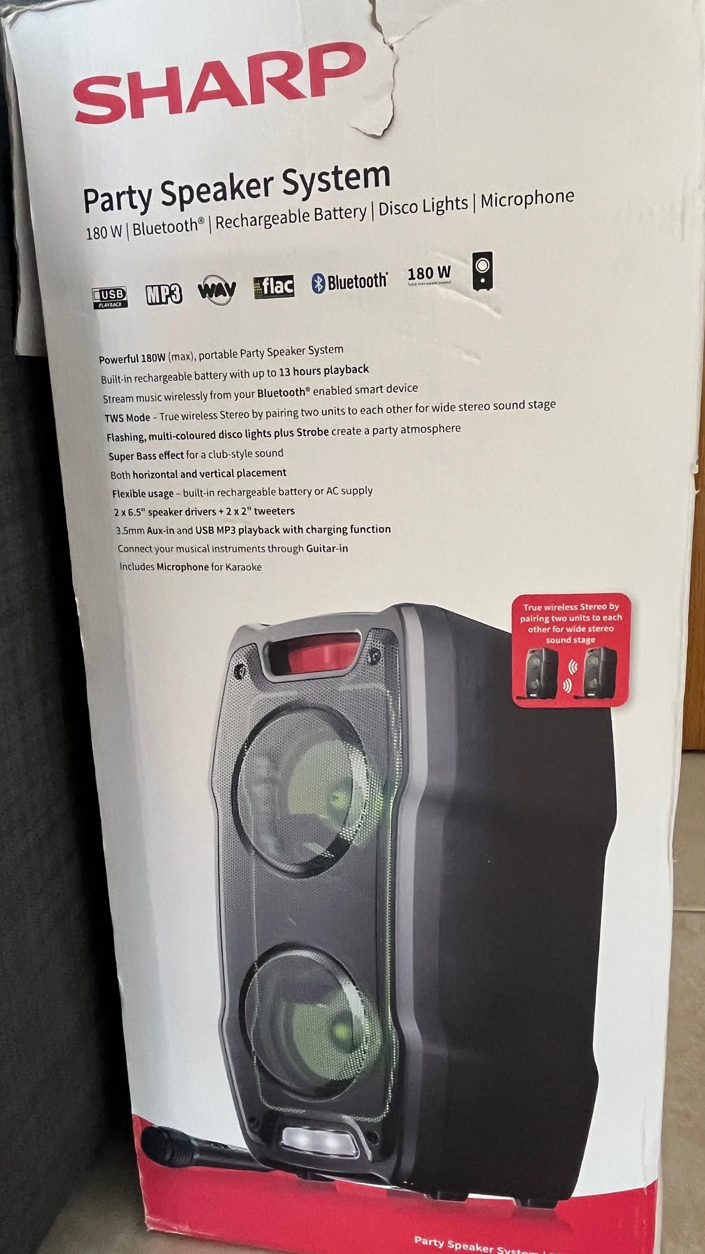 Coluna High Power SHARP (180W - Bluetooth)