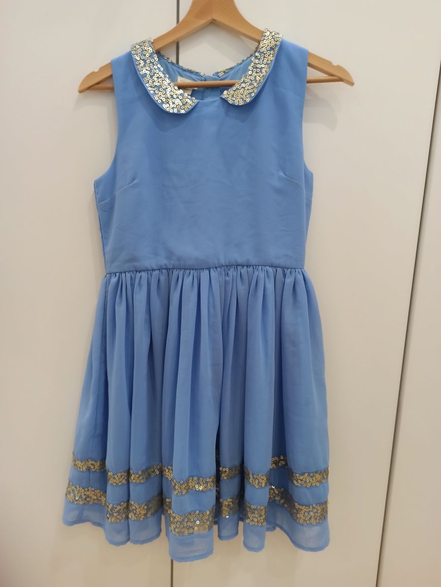 Niebieska sukienka dla dziewczynki, 152-158