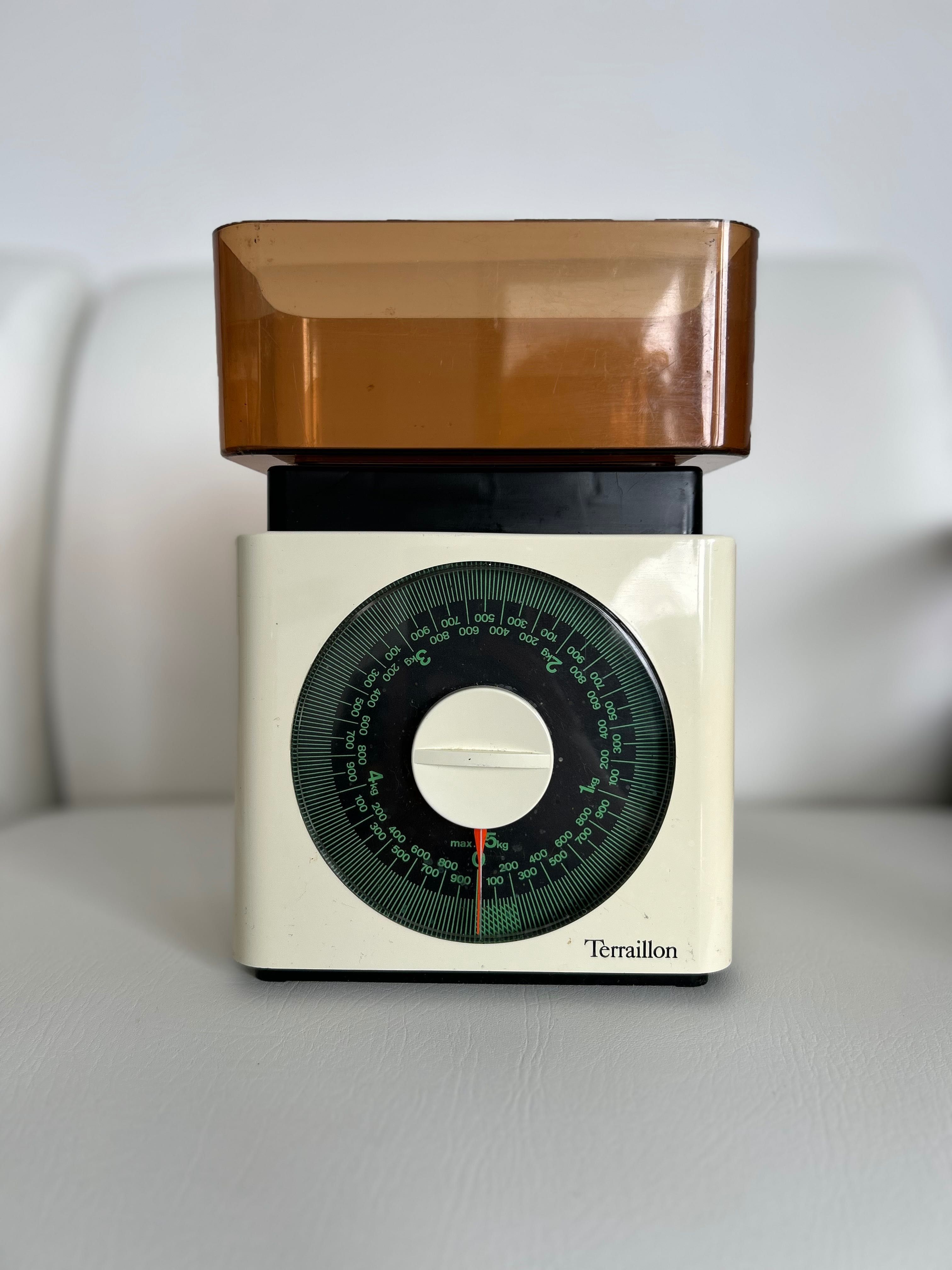 Balança manual vintage Terraillon tela bege verde