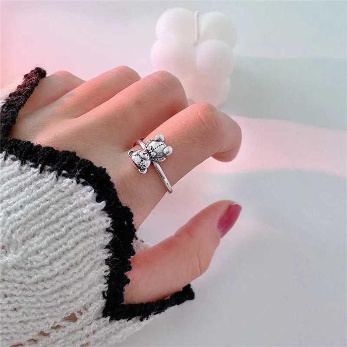 Pierścionek srebrny kolor 925 prezent miś słonik wąż żmija