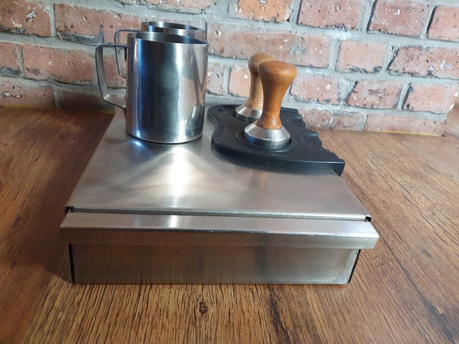 Zestaw dla baristy szuflada z odbijakiem pod młynek, 2 x tamper, mata