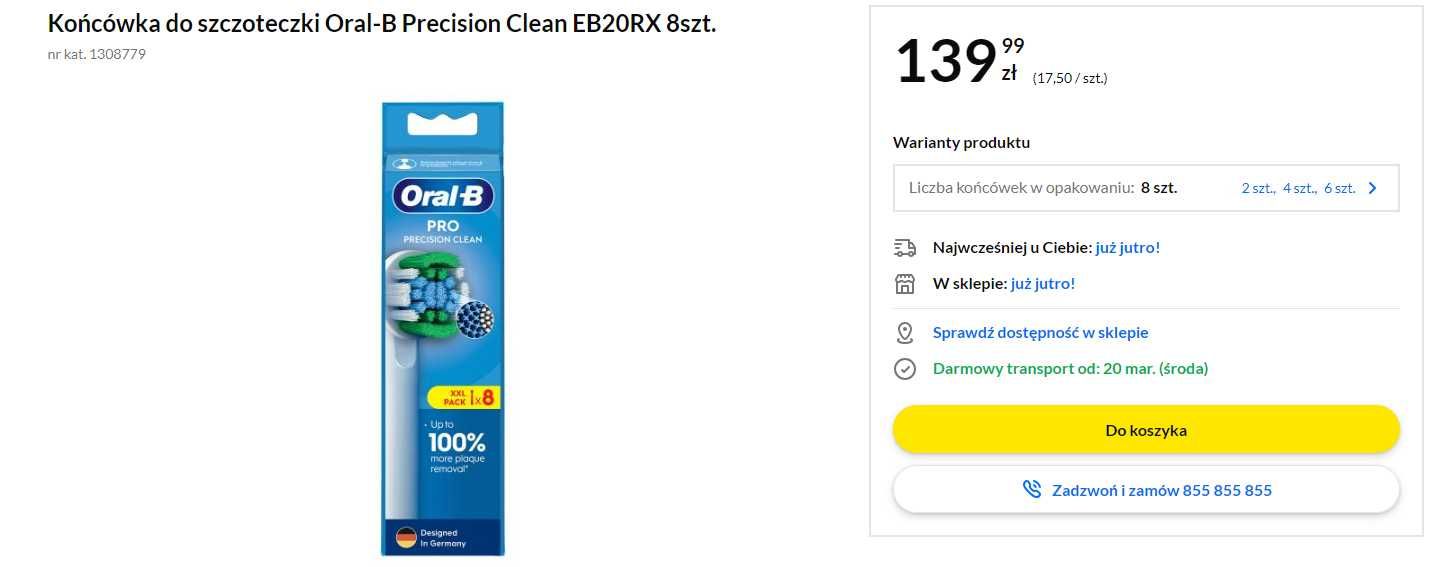 Końcówka do szczoteczki Oral-B PRO  Precision Clean  8szt. NOWOŚĆ