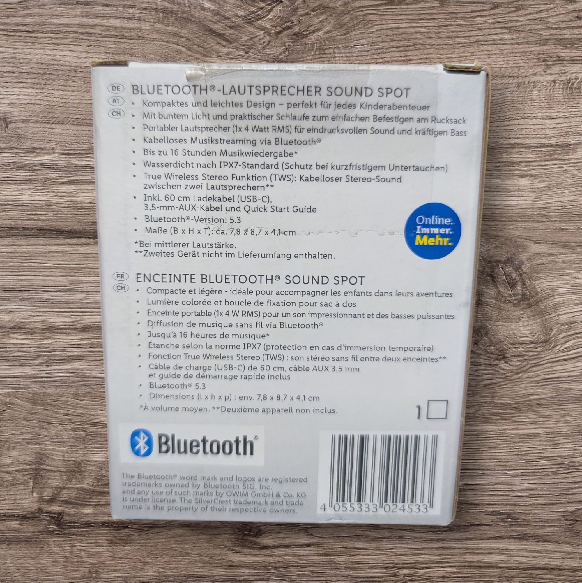Głośnik przenośny Bluetooth SilverCrest Sound Spot