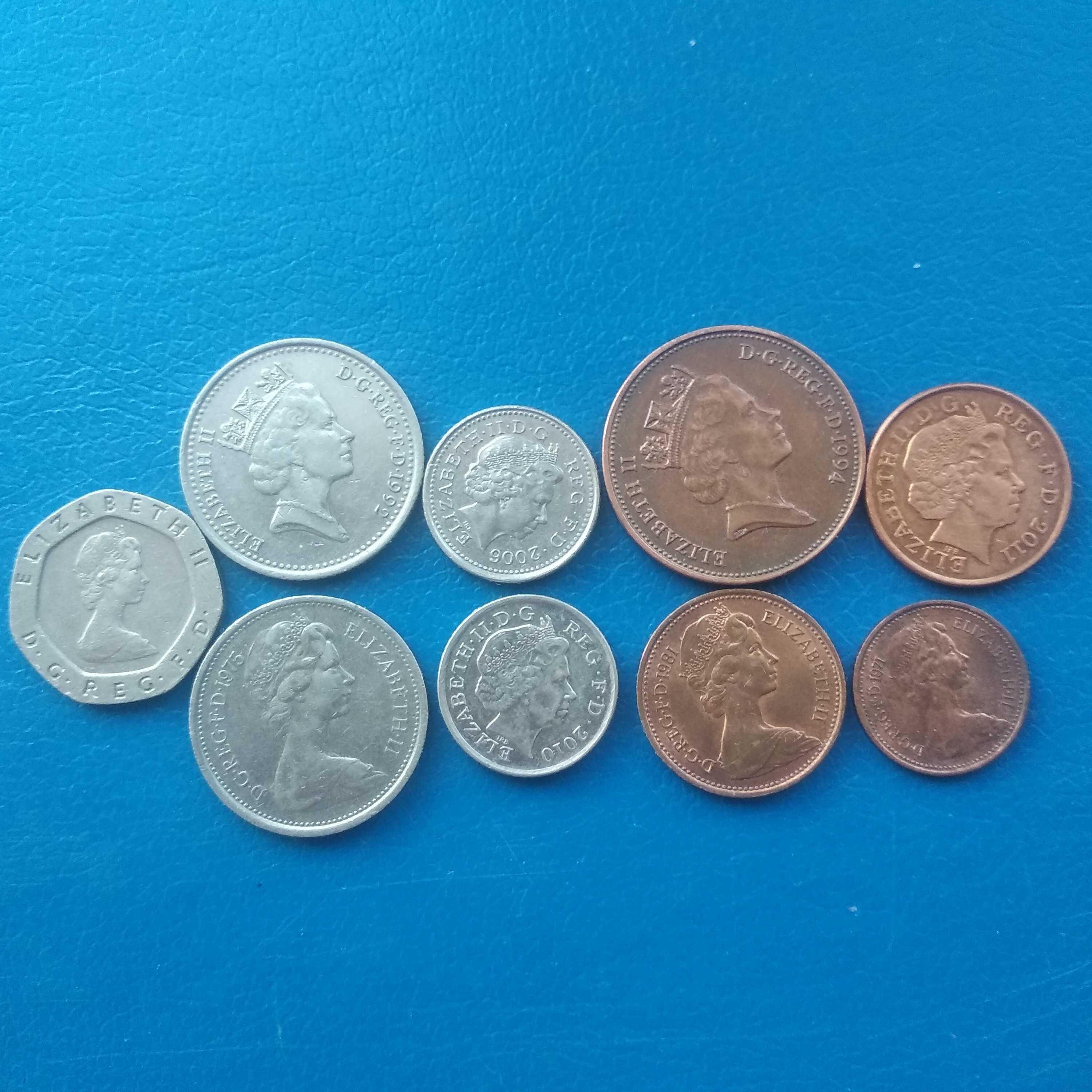 Набор монет Англии пенсы 1976-2014 гг. шиллинги.