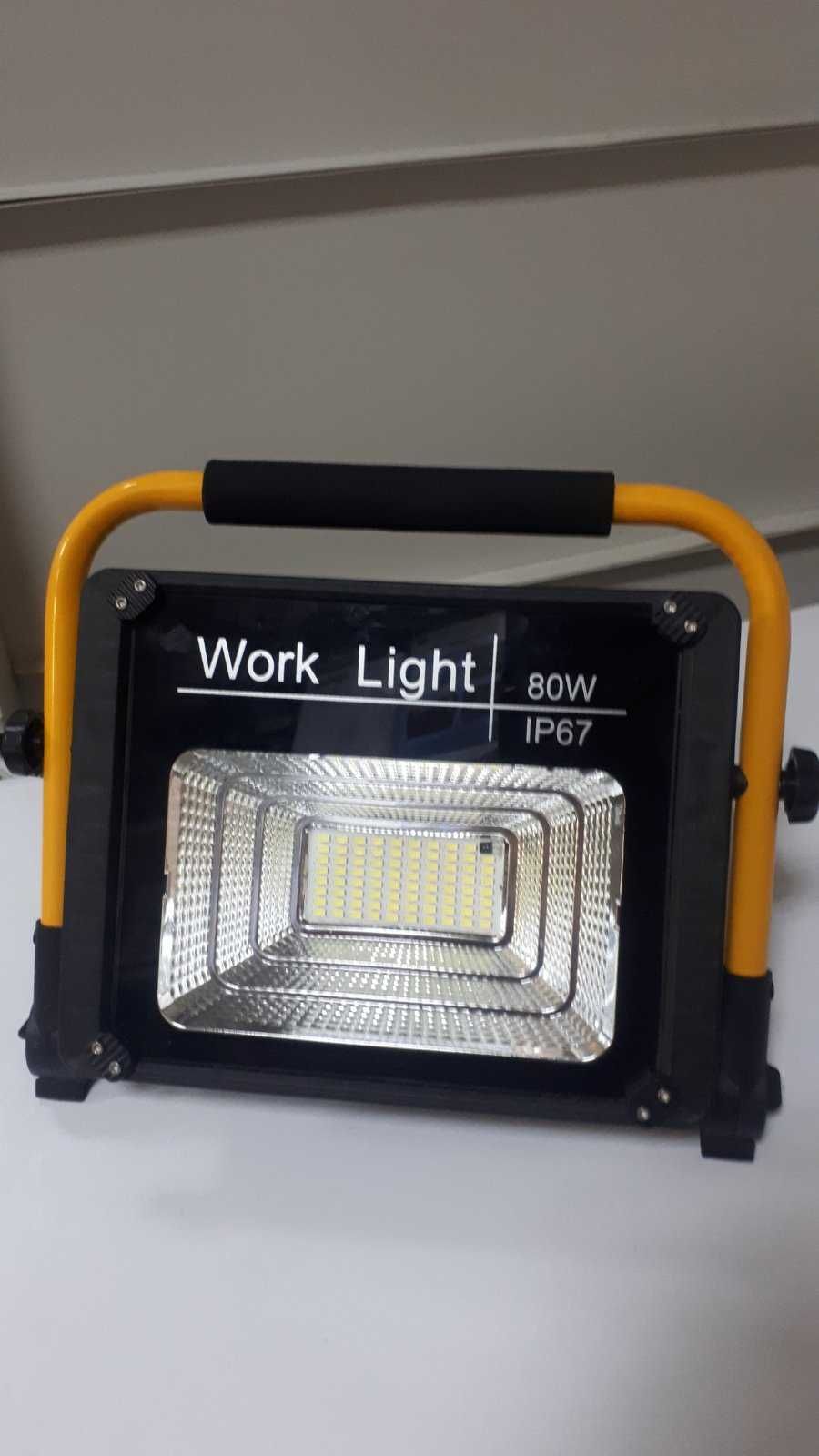 Прожектор фонарь 80w Work Light аккумулятор солнечная панель