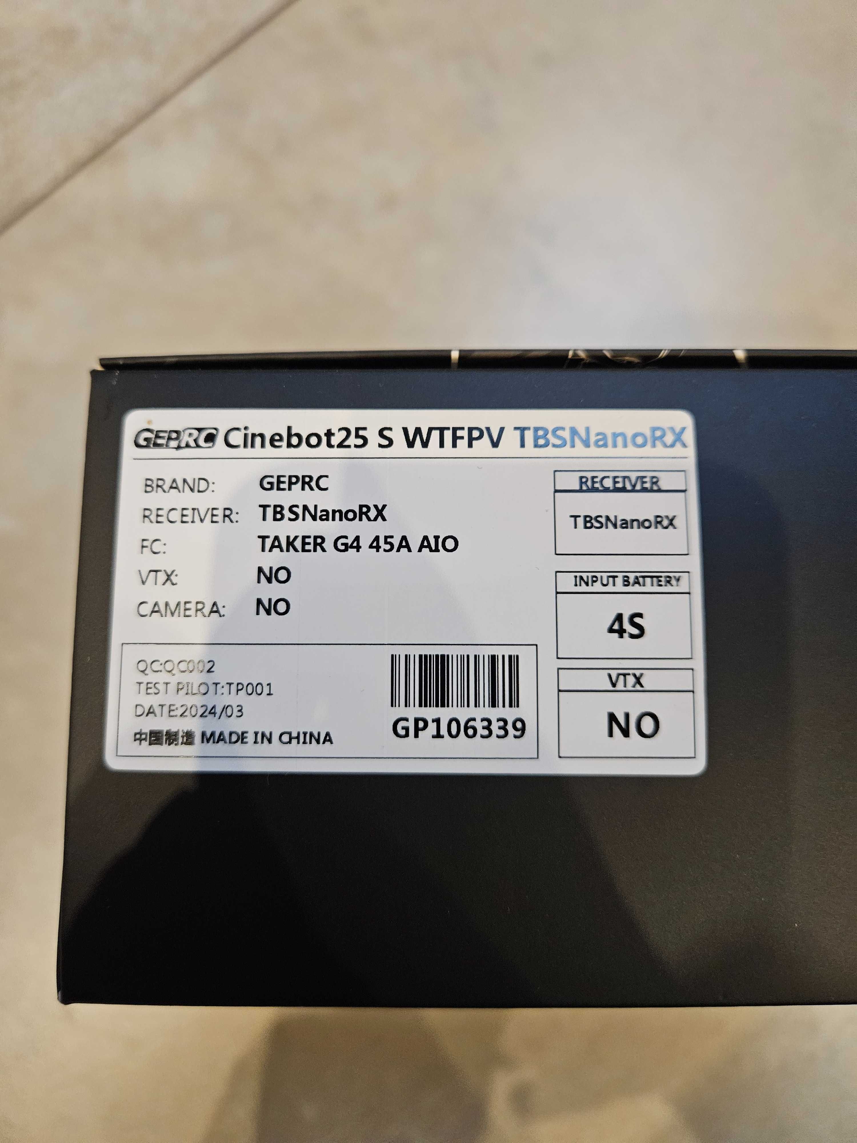 Geprc cinebot25 s wtfpv tbs dron fpv