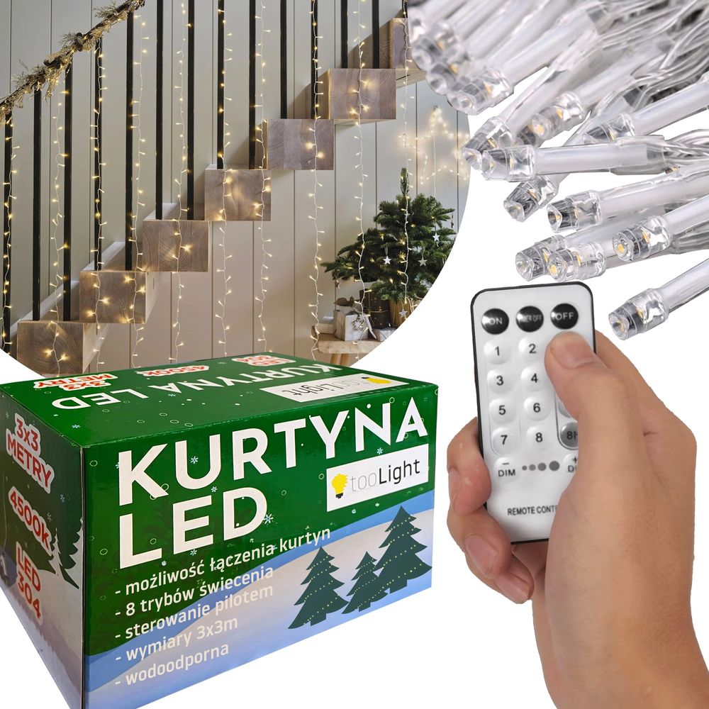 Kurtyna  zewnętrzna  304 LED Z PILOTEM