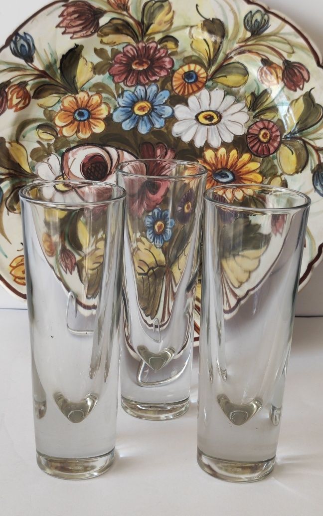 Piękne stare grube szkło szklanki do drinków 3 szt sygnowane Borgonovo