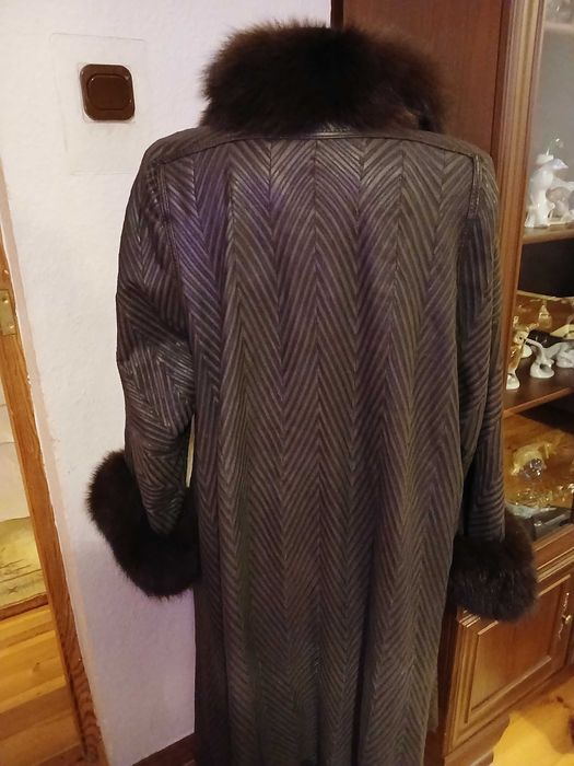 Skórzany płaszcz z futrem  dwustronny