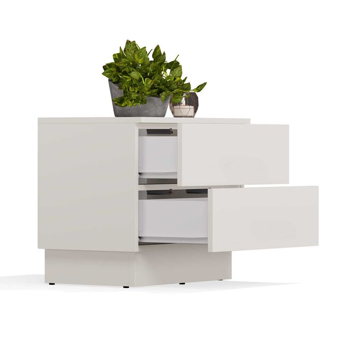 Szafka Nocna AMBER 2S Stolik Nocny 2 Szuflady Do Sypialni KASZMIR Beż