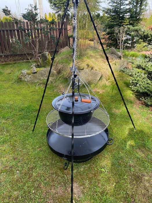 Grill Ogrodowy Ruszt NIERDZEWNY 70 cm kociołek węgierski 30L XXL