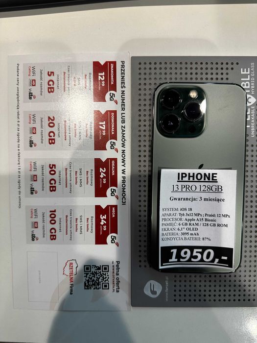 iPhone 13 Pro 128gb 3 m-ce gwarancji