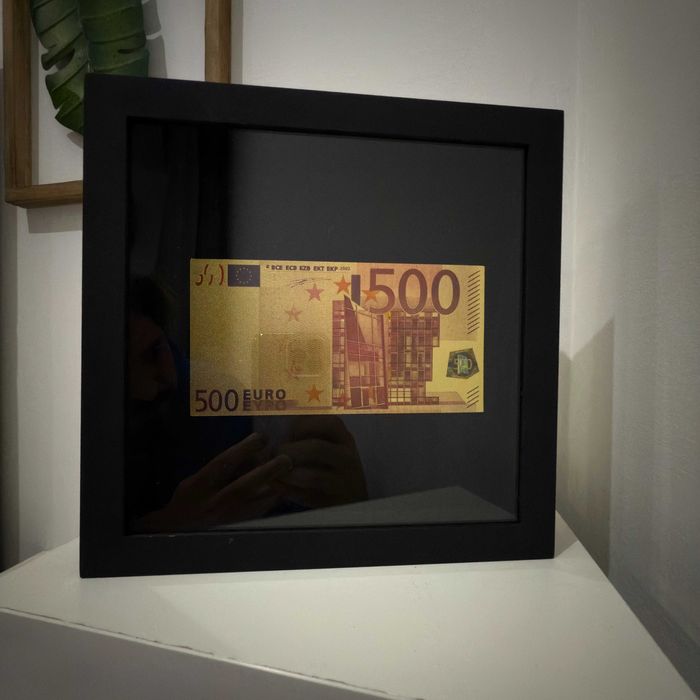 Quadro Decorativo - 25x25cm - Nota de 500 Ouro
