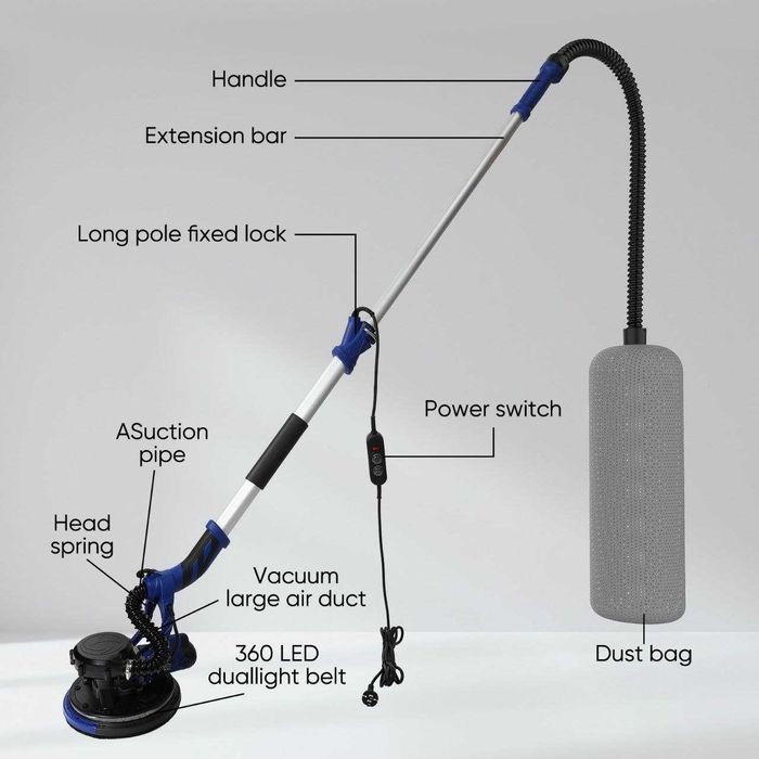 Lixadeira girafa, espirador encorpado e luz led.