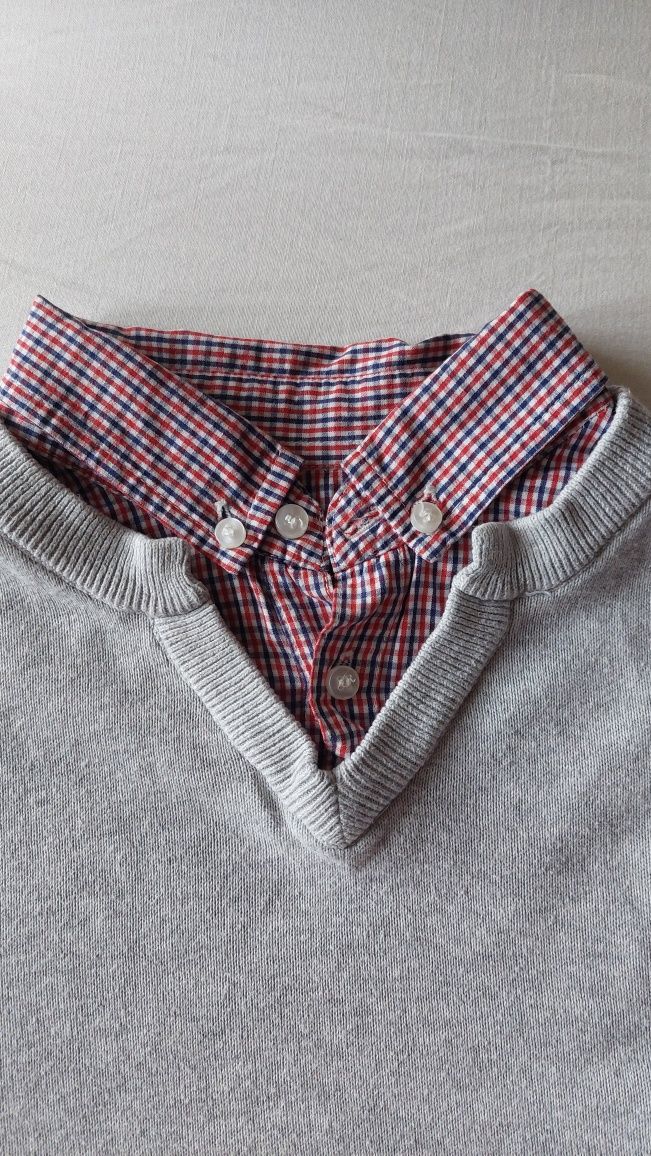 Sweter męski chłopięcy M szary koszula Reserved