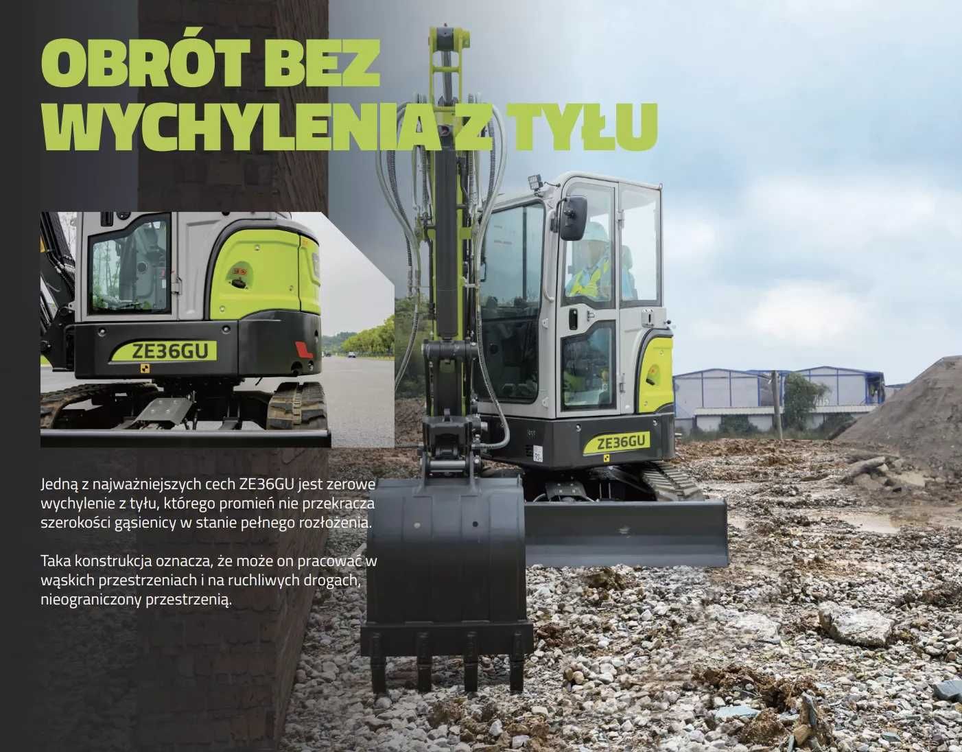 Minikoparka gąsienicowa Zoomlion ZE36GU Klima, LEASING, Kubota