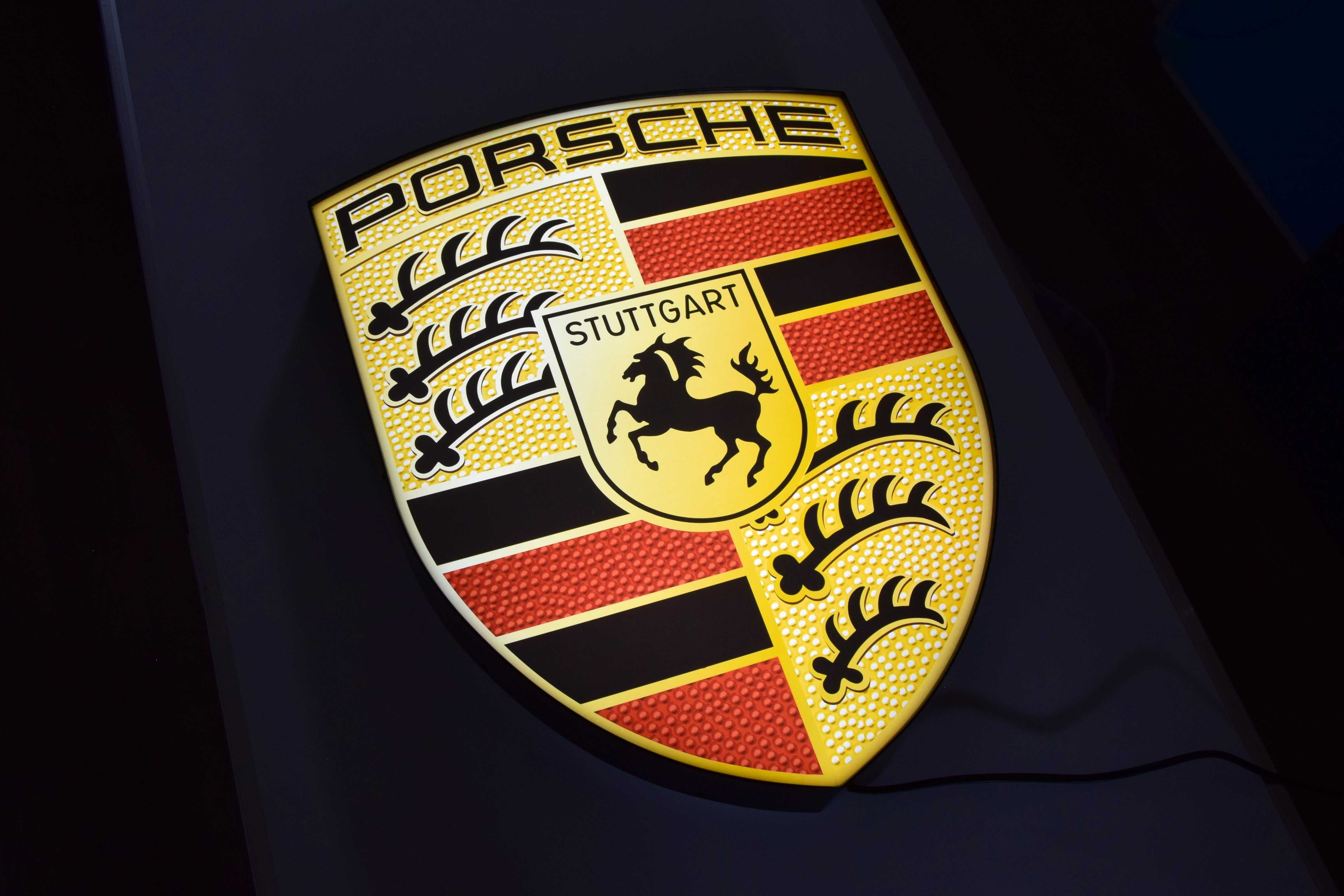 LED Neon PORSCHE, Logo 3D, Szyld, Znaczek, Lampa LED, Plafon, Prezent