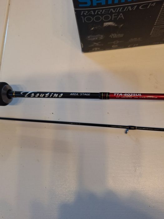 Conjunto ultra light spinning, cana Majorcraft Troutino,carreto Shiman