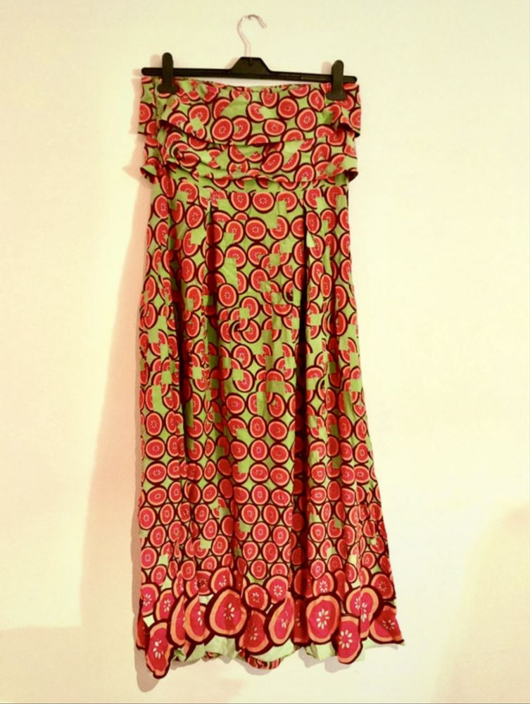 Vestido verde maxi e laranja Lanidor
