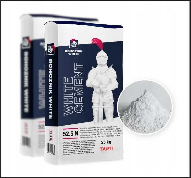 Cement BIAŁY Cem I 52,5 – Super BIEL – 25kg – Jakość PREMIUM