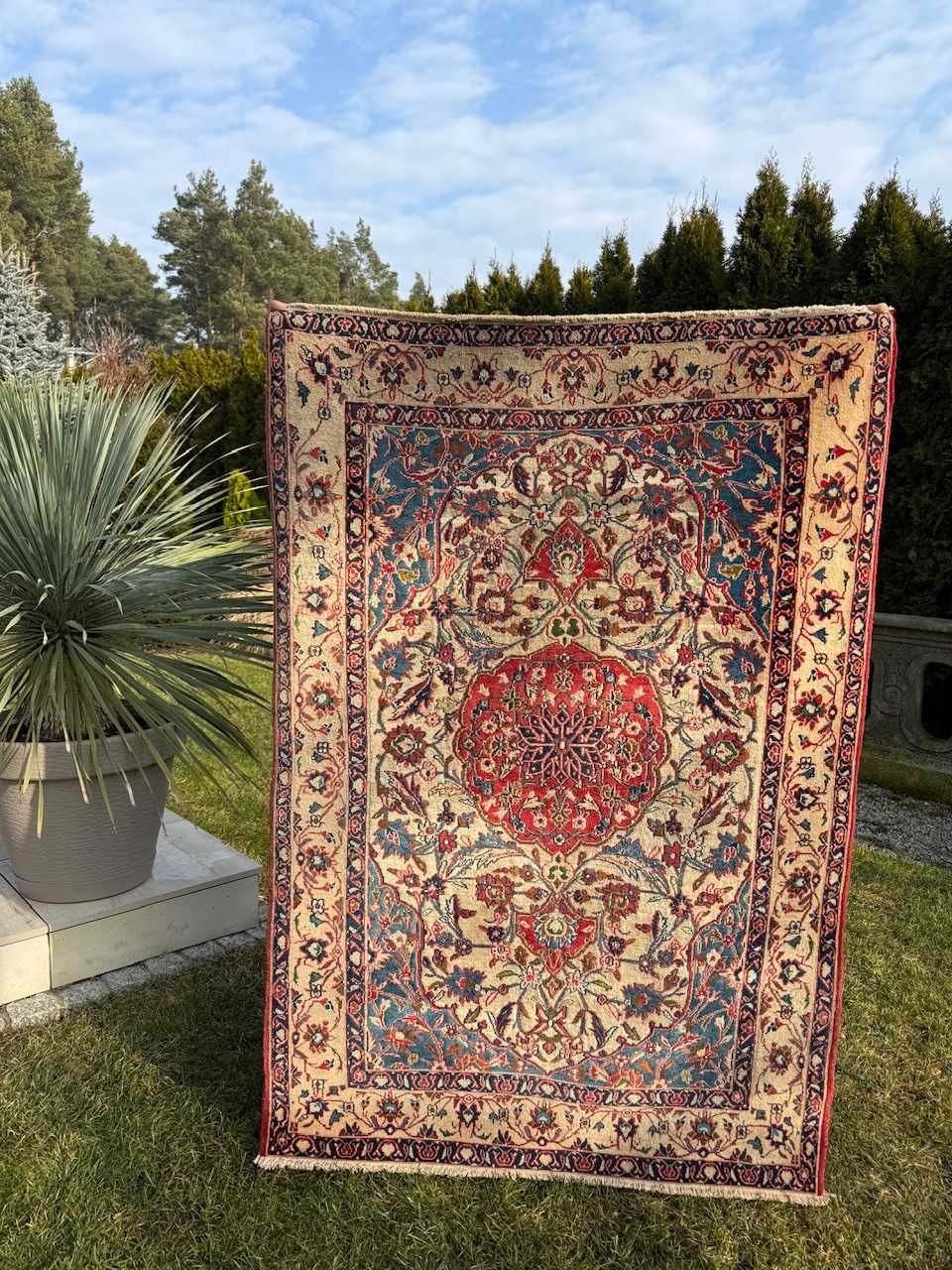 Dywan vintage wełniany r.tkany perski Ispahan 162x110 galeria 6 tyś