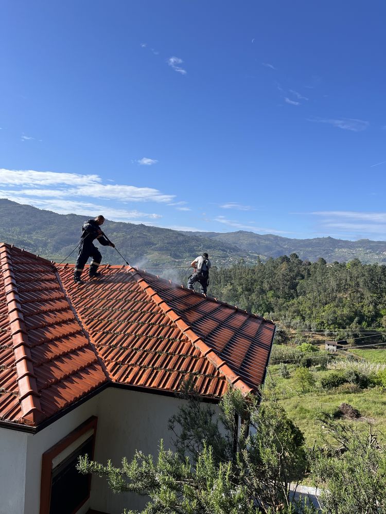 Fazemos lavagens  de telhado, muros e fachadas e calçadas