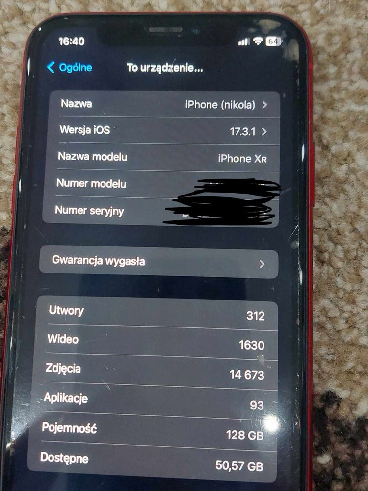 iPhone Xr 128gb zbite plecki